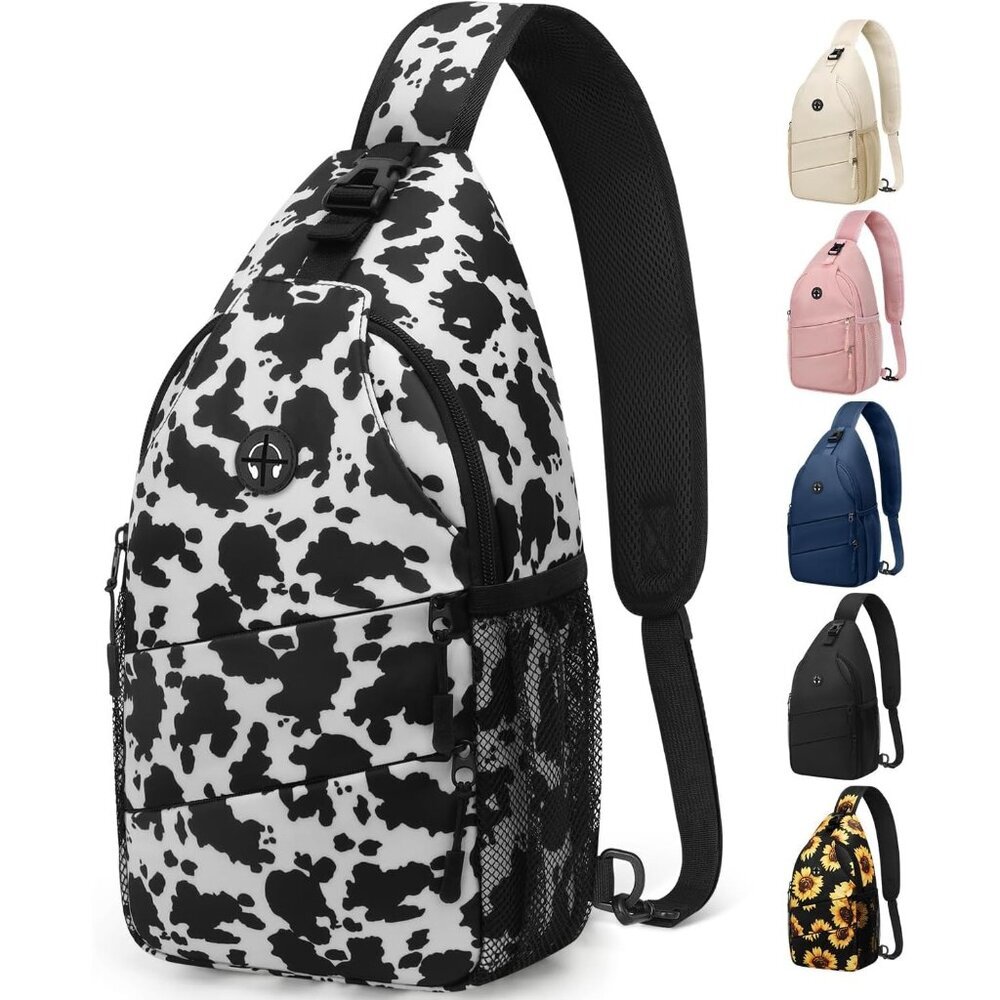 〽️Mens Trendy Sling Bag Backpack Cow Print Casual Convertible Shoulder Strap Bag
